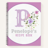 花でモノグラム&名前 ノートブック (正面)