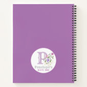 花でモノグラム&名前 ノートブック (裏面)