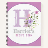 花でモノグラム&名前 ノートブック (正面)