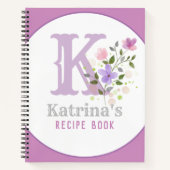 花でモノグラム&名前 ノートブック (正面)