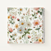 花で印刷されたノート ノートブック (裏面)