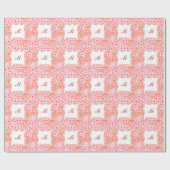 花で囲まれたモノグラム – ピンクと桃 ラッピングペーパー (フラット)