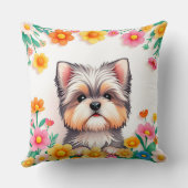 花で囲まれた愛らしい犬 クッション (裏面)