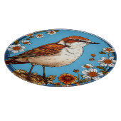 花で囲まれた鮮やか鳥 カッティングボード (角)