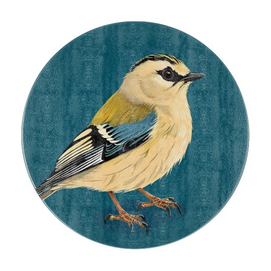 花で囲まれた鮮やか鳥 カッティングボード (正面)