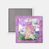 花で座る少女0 マグネット (正面/裏面)