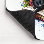 花で本に眠る黒猫 マウスパッド (コーナー)