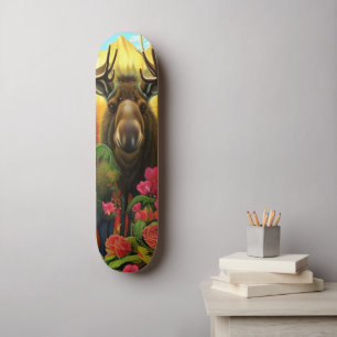 花で森の中をムースAI Art スケートボード