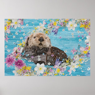 花で泳ぐカワウソ ポスター