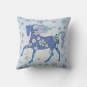花で淡いブルーユニコーン クッション (裏面)