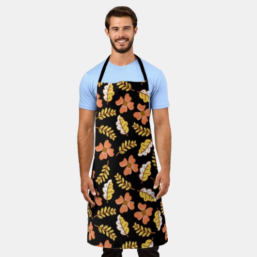 花で温かく落ちる紅葉 エプロン (着用した状態)