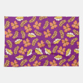 花で温かく落ちる紅葉 キッチンタオル (横)