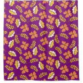 花で温かく落ちる紅葉 シャワーカーテン (正面)