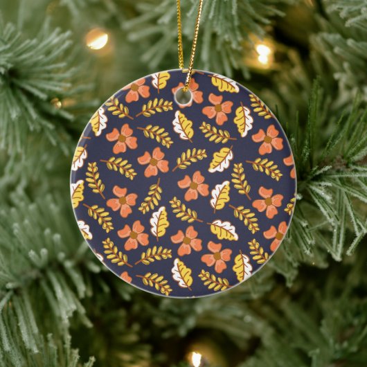 花で温かく落ちる紅葉 セラミックオーナメント (ツリー)