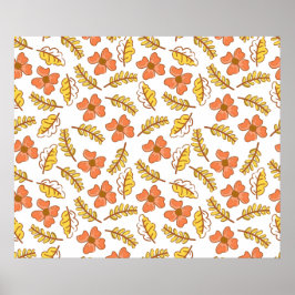 花で温かく落ちる紅葉 ポスター