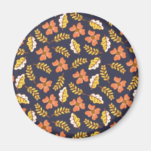 花で温かく落ちる紅葉 マグネット (正面)