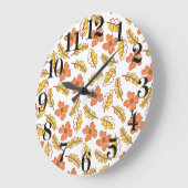 花で温かく落ちる紅葉 ラージ壁時計 (傾斜)