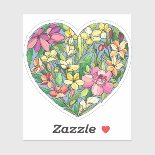 花で満たされたハート シール (シート)