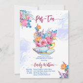 花で満たされたパーティー誕生日カップ 招待状 (正面)