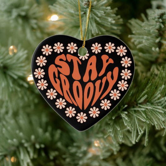 花で溝深いハートを維持 セラミックオーナメント (ツリー)