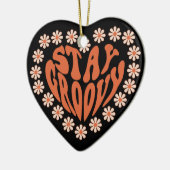 花で溝深いハートを維持 セラミックオーナメント (左)