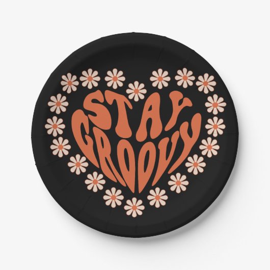 花で溝深いハートを維持 ペーパープレート (正面)