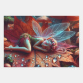 花で眠る妖精パーソナライズされた ラッピングペーパーシート (正面2)