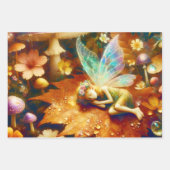 花で眠る妖精パーソナライズされた ラッピングペーパーシート (正面)