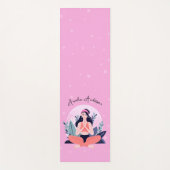 花で瞑想するピンクとブルーのかわいい女の子|過去記事 ヨガマット (正面)