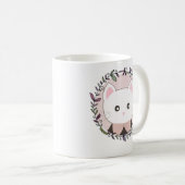 花で縁取られたかわいい子猫パーソナライズされたたち コーヒーマグカップ (正面右)