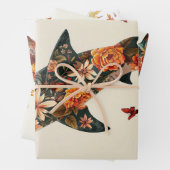 花で覆われたサメが切り離される ラッピングペーパーシート (インサイチュ)