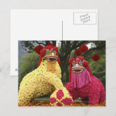 花で覆われた二頭の竜の像 ポストカード (正面/裏面)