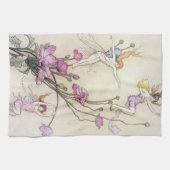 花で遊んでいる妖精 キッチンタオル (横)