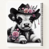 花で飾ったかわいい子牛の帽子 ノートブック (裏面)