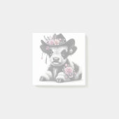 花で飾ったかわいい子牛の帽子 ポストイット (正面)