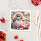 花で飾った卵の中のバニー スタンダードカクテルナプキン (インサイチュ)