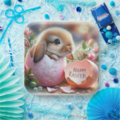 花で飾った卵の中のバニー ペーパープレート (パーティー)