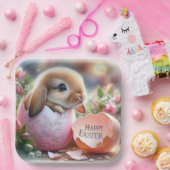 花で飾った卵の中のバニー ペーパープレート (パーティー)