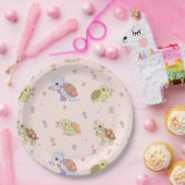 花で飾った可愛らしいカメ紙 ペーパープレート (パーティー)