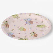 花で飾った可愛らしいカメ紙 ペーパープレート (アングル)