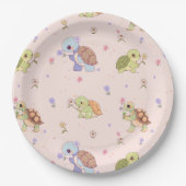 花で飾った可愛らしいカメ紙 ペーパープレート (正面)