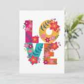 花で飾られたカラフルな文字の愛 案内状 (スタンド正面)