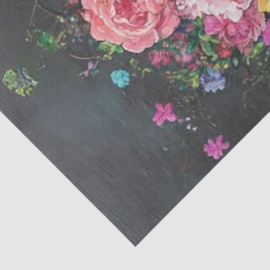 花で飾られたデクページのゴシック様式の骨格 薄葉紙 (詳細)