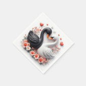 花で飾られたロマンティックな白鳥 スタンダードカクテルナプキン (角)