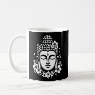 花で飾られた仏頭 コーヒーマグカップ