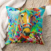 花で飾られた馬 クッション (ブランケット)