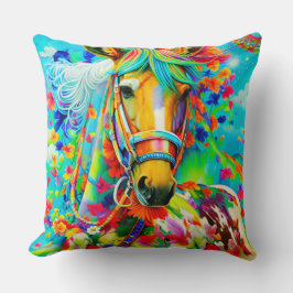 花で飾られた馬 クッション