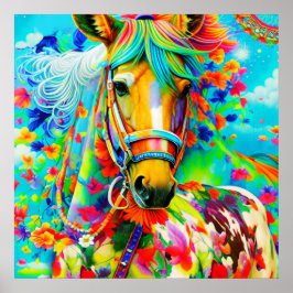 花で飾られた馬 ポスター