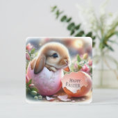 花で飾り卵の中のイースターバニー シーズンカード (スタンド正面)