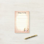 花で飾る金馬蹄形|過去記事 ポストイット (デスク上)